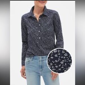 GAP Navy and White Floral Button-Down Shirt